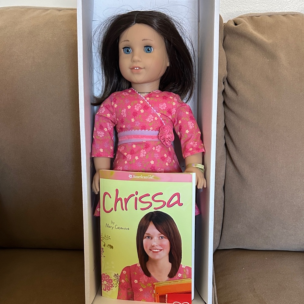 American Girl Doll in Floral Pink Dress